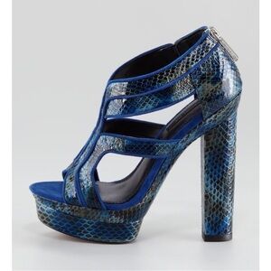 Rachel Zoe Peggy Snakeskin Heel Sandal in Marine 8
